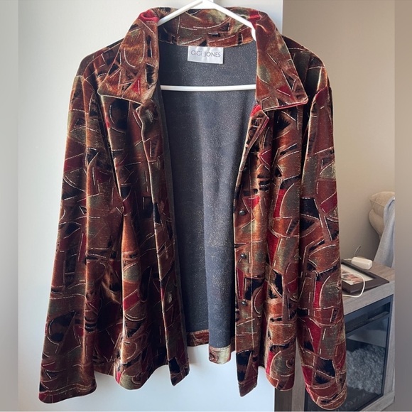gigi jones Jackets & Blazers - Gigi jones abstract velvet jacket large